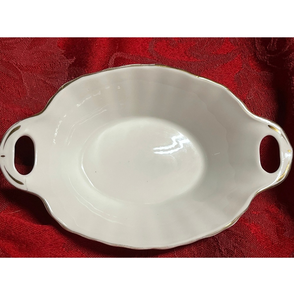 Royal Albert Val D'or White Gold Trim Bone China 2 Handle Sweetmeat Dish England - Picture 4 of 10